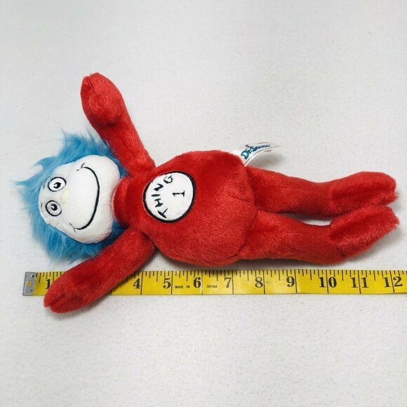 Aurora Dr Seuss Thing 1 Plush 12” Toy Doll Red Outfit Children Book Blue Hair - Picture 3 of 9